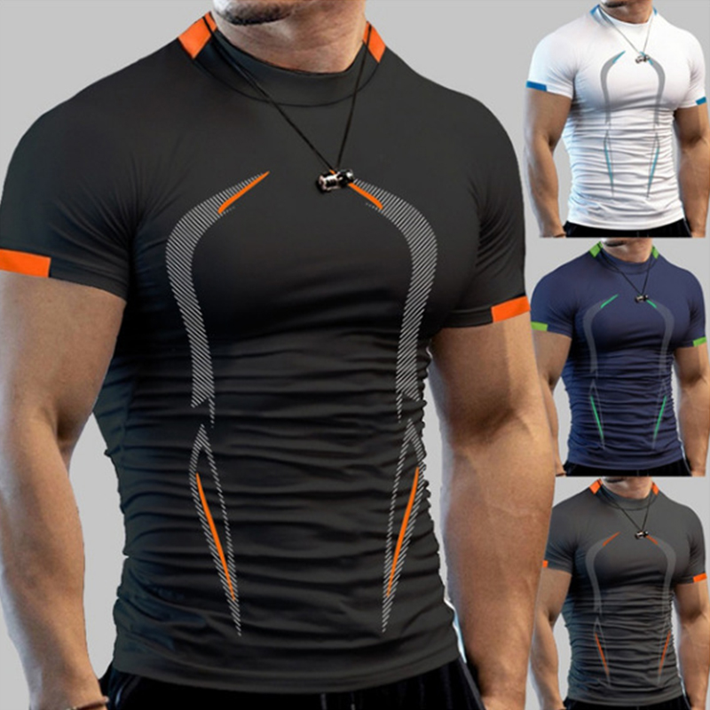 T Shirt Dry Fit - Kaus olahraga kompresi Gym bergaya untuk
