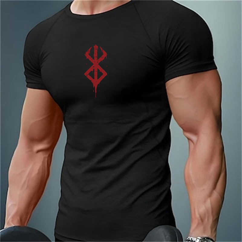 T Shirt Dry Fit - Kaos Kompresi Pria Bermotif, Lengan Pendek,